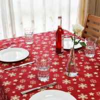 Красная новогодняя скатерть на стол (разные размеры)