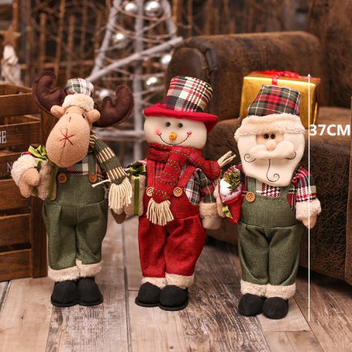 Новогодняя декоративная игрушка на выдвижных ногах (снеговик, Санта Клаус, олень, Дед Мороз)