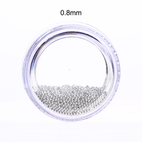 Микробисер бульонки цвета серебро для дизайна ногтей, маникюра, скрапбукинга 0.8/1.0/1.2/1.5 мм