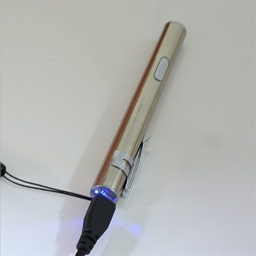 Карманный светодиодный LED фонарик ручной водонепроницаемый с зарядкой от USB с металлическим зажимом