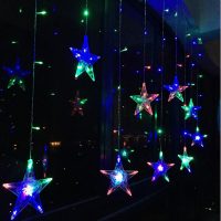 Рождественская гирлянда штора со звездами EU 220V