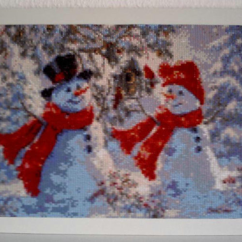 Алмазная мозаика вышивка картина стразами Снеговики (полная выкладка) 20×25/30×40/40×50/50×65 см