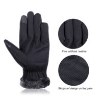 Зимние мужские теплые перчатки из искусственной кожи с мехом внутри (подходят для работы с сенсорным экраном)