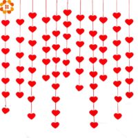 Романтическая красная DIY гирлянда занавес с сердечками