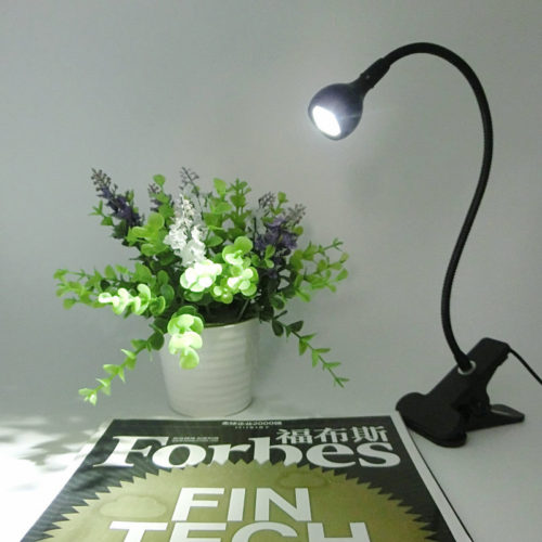Светодиодный гибкий настольный USB светильник лампа 1 Вт на прищепке для чтения книг