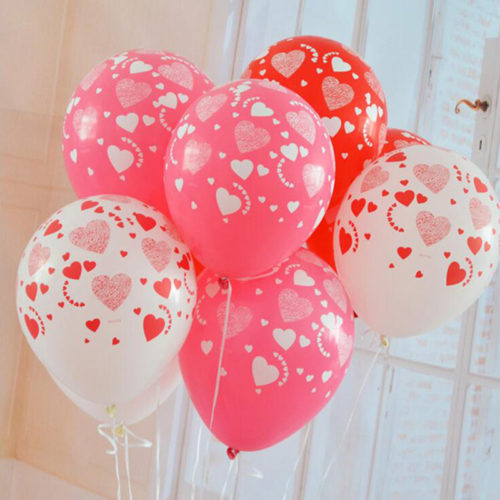 Воздушные шары 12″ с сердцами на день Святого Валентина 10 шт.