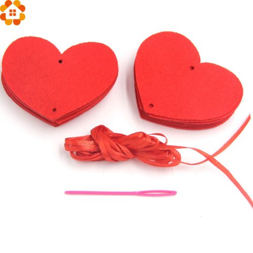Романтическая красная DIY гирлянда занавес с сердечками