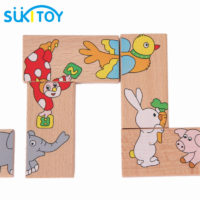 Игра деревянное домино с картинками животных для детей
