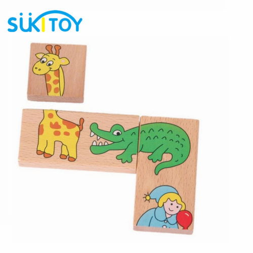 Игра деревянное домино с картинками животных для детей