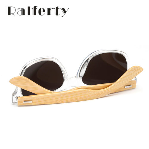 Мужские классические солнцезащитные очки с деревянными бамбуковыми дужками и зеркальными антибликовыми линзами