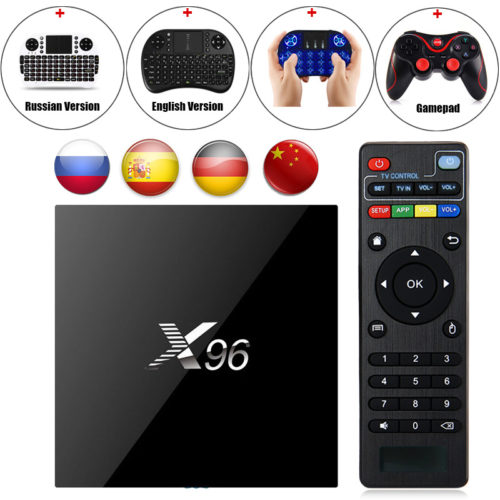 Беспроводной медиаплеер смарт тв-приставка к телевизору X96 Android 6.0, Bluetooth + клавиатура, пульт или геймпад
