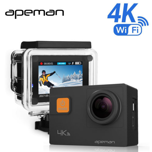 Спортивная водонепроницаемая экшн камера Apeman 4K A80 Pro 170° 20MP с экраном 2″