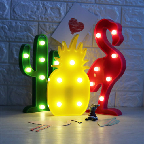 Настольный 3D ночник-лампа в виде кактуса, ананаса, фламинго, облака и других
