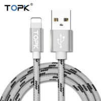 TOPK Металлический плетеный Usb кабель провод для зарядки