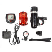 Велосипедный передний фонарик с креплением, стоп-сигнал (задний фонарь) и спидометр для велосипеда в наборе