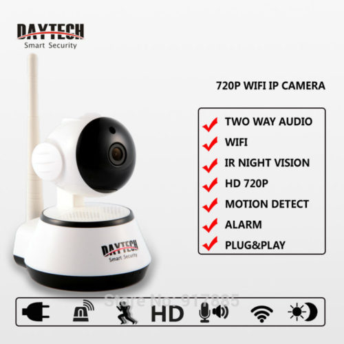 Daytech беспроводная Wi-Fi Ip-камера видеонаблюдения 350° 720 P HD с функцией ночного видения и с датчиком движения