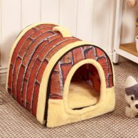 Теплый складной домик-кровать для собак и кошек с молнией и ручкой для переноски