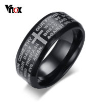 Vnox Мужское кольцо из нержавеющей стали с гравировкой молитвы и креста
