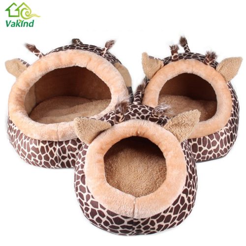 Компактный теплый мягкий домик-кровать в виде жирафа с подушкой для лежания для кошек и небольших собак