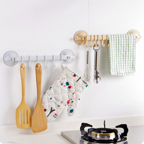 Настенный стенд на присосках с крючками для кухни и ванной комнаты