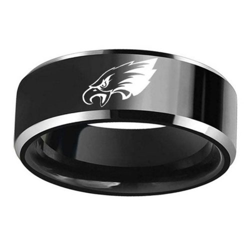 Мужское черное кольцо с логотипом команды Philadelphia Eagles Орлом из нержавеющей стали