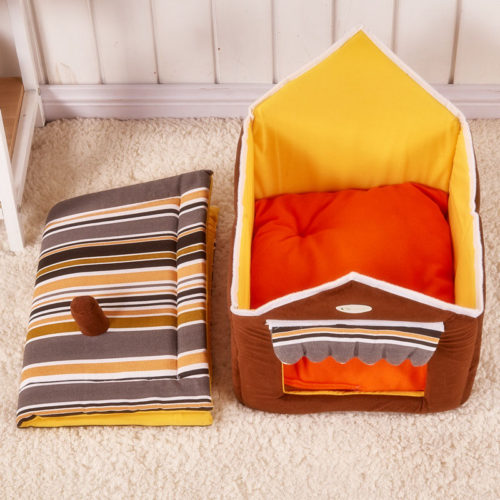 Складной домик-кровать с крышей с подстилкой-подушкой внутри для домашних животных (собак, кошек)
