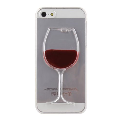 Прозрачный чехол бампер на айфон iphone с бокалом вина (красная жидкость внутри)