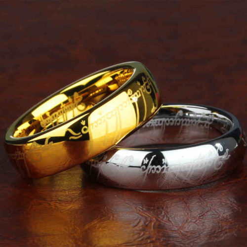 Мужское кольцо Всевластия (из Властелин колец) из вольфрама с надписью