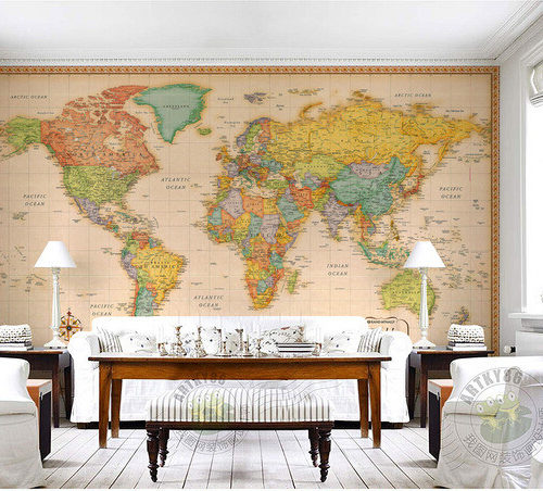 Обои на стены в комнату с картой мира