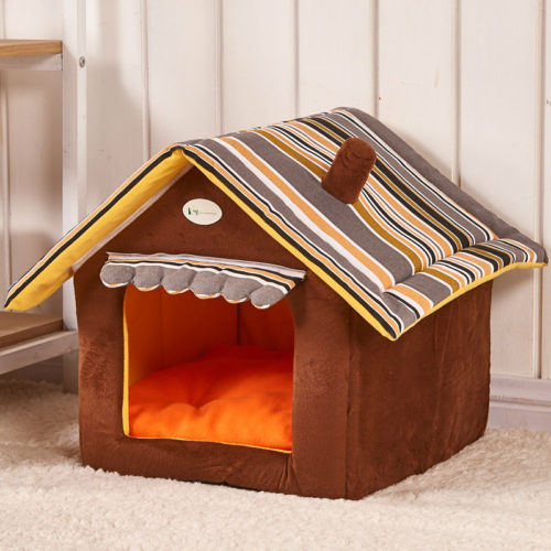 Складной домик-кровать с крышей с подстилкой-подушкой внутри для домашних животных (собак, кошек)