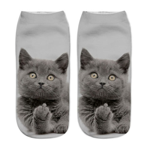 Женские короткие носки с 3D рисунком котов