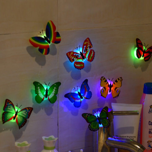 Светящиеся объемные декоративные 3D бабочки наклейки на стену и шторы