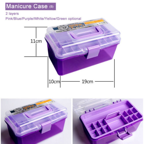 Пластиковый чемоданчик органайзер бокс для хранения и переноски маникюрных принадлежностей (3 размера на выбор)