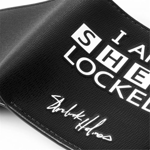 Мужской черный кошелек-бумажник с белой надписью I am Sherlocked / Sherlock Holmes
