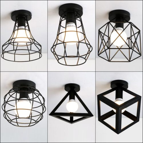 Винтажные черные потолочные светильники геометрических форм