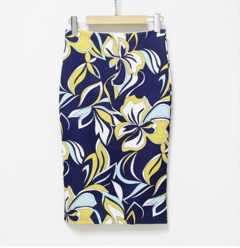 Женская юбка-карандаш до колена с цветочным и геометрическим принтом