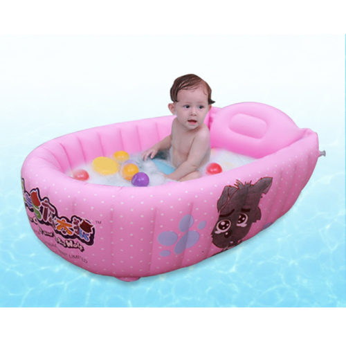 Надувной детский розовый бассейн ванна 110х62х35 см