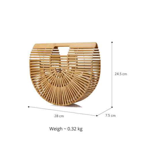 Деревянная летняя полукруглая сумка твердой формы из бамбука