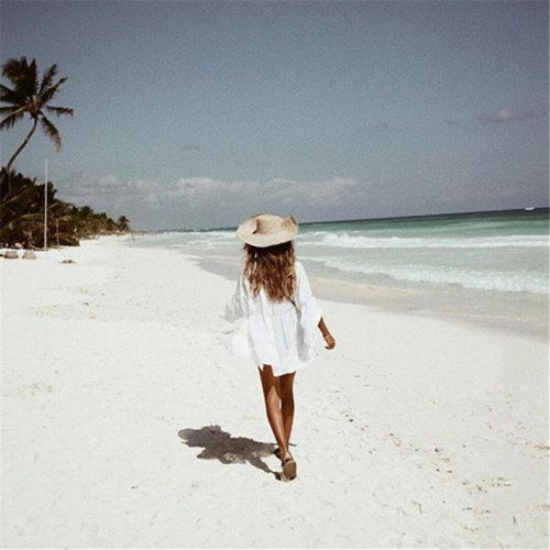Белая туника платье для пляжа