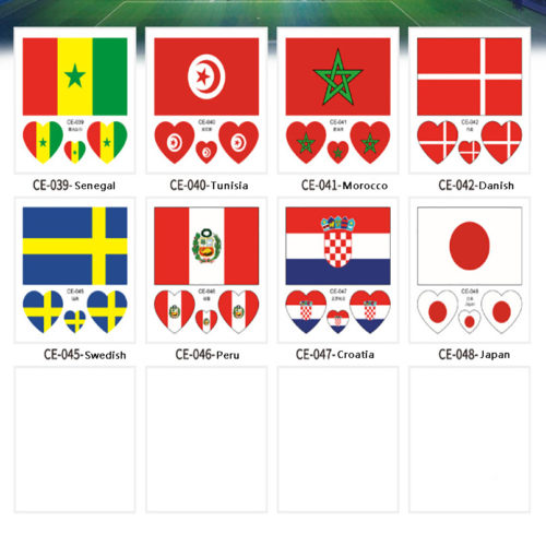 Футбольные временные наклейки татуировки с флагами разных стран
