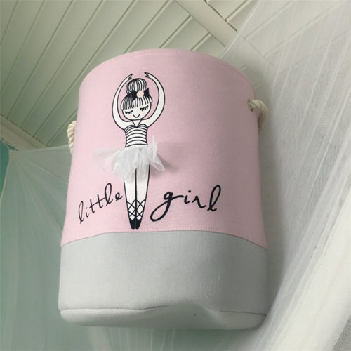 Тканевая розовая корзина с ручками из веревки для белья в ванную комнату или игрушек