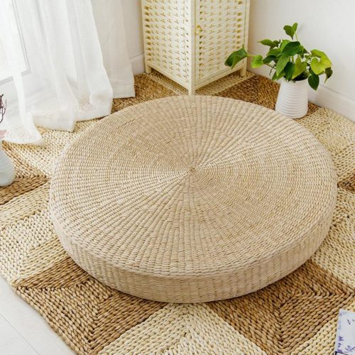 Соломенная круглая напольная подушка (5 размеров на выбор)