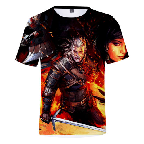 Мужская хлопковая футболка с 3D рисунками по мотивам Ведьмака/The Witcher