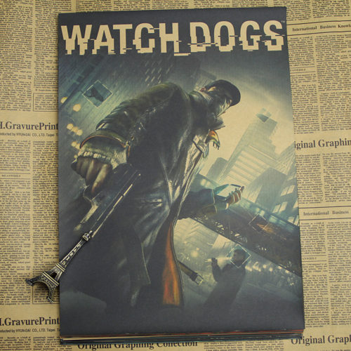 Крафтовые ретро плакаты постеры Watch Dogs 2