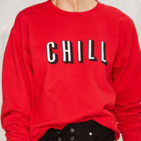 Красная женская толстовка пуловер с надписью Chill