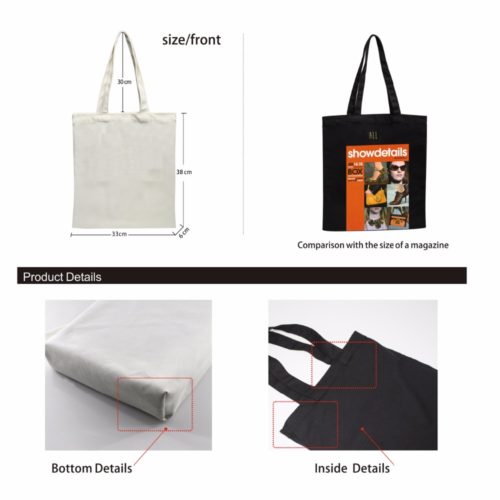 Тканевая многоразовая черная или белая эко-сумка шоппер без рисунка для покупок