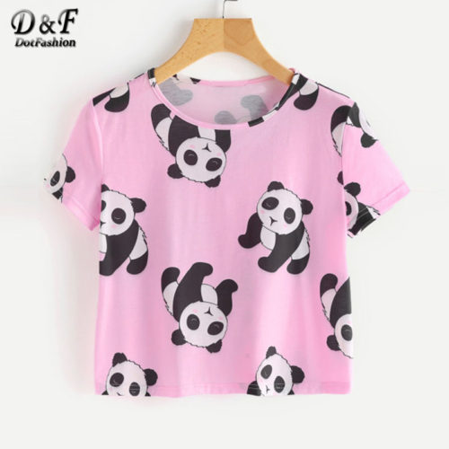 Женская розовая пижама с пандами (футболка + шорты)
