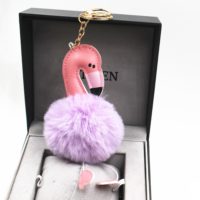 Пушистый брелок с помпоном в виде фламинго