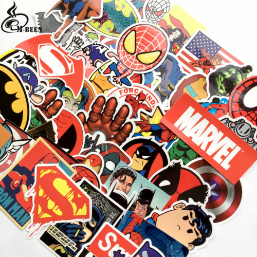 Яркие стикеры наклейки Марвел (Marvel) 50 шт.