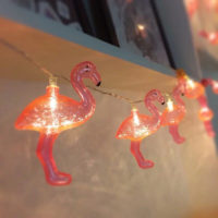 Светодиодная гирлянда с лампочками Фламинго на батарейках